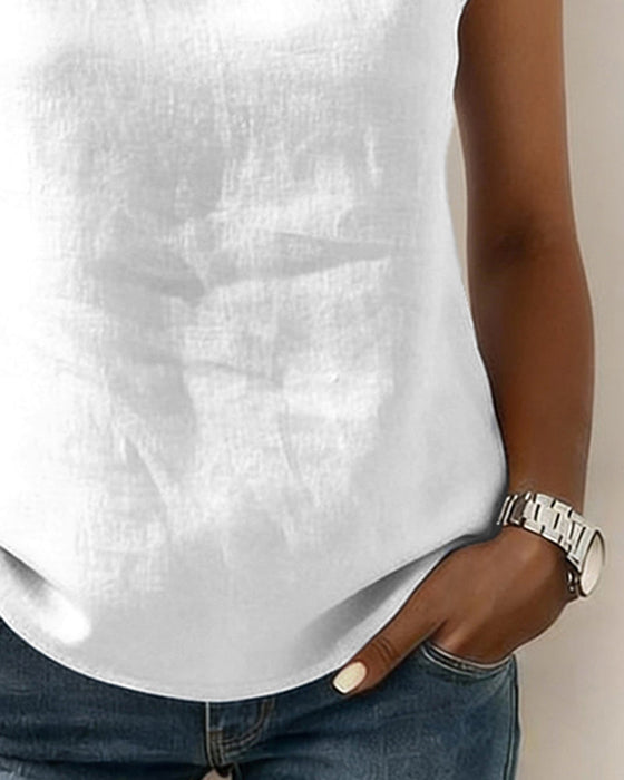 Bluse kragenlos ärmellos elegant