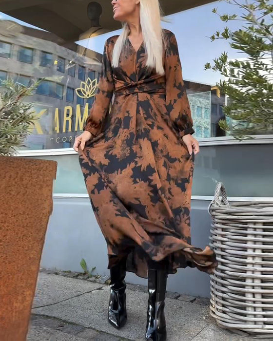 Kleid mit Laternenärmeln und Retro-Print