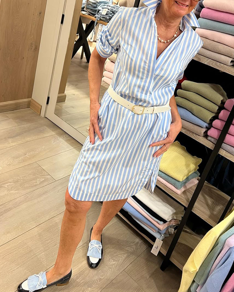 Kleid Revers Streifen Schlitz