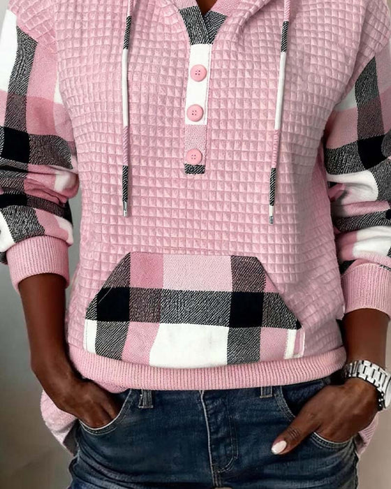 Hoodie Karo Patchwork Lässig