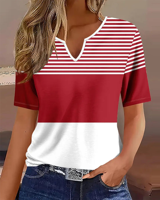 T-Shirt V-Ausschnitt Bequem Bedruckt