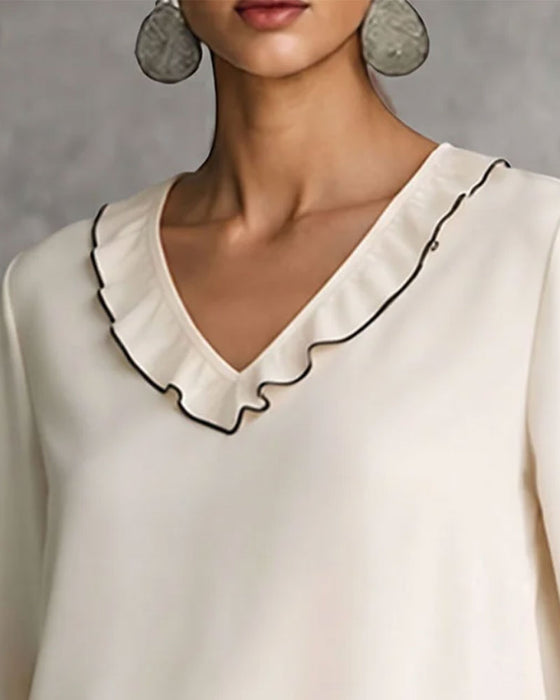 Bluse V-Ausschnitt Langarm