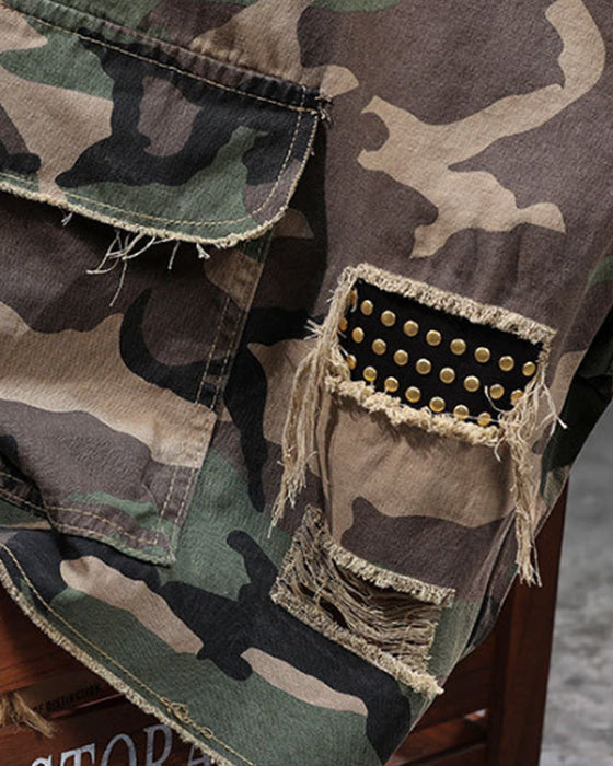 🔥 Herren Cargo-Shorts Camouflage Mit Nieten
