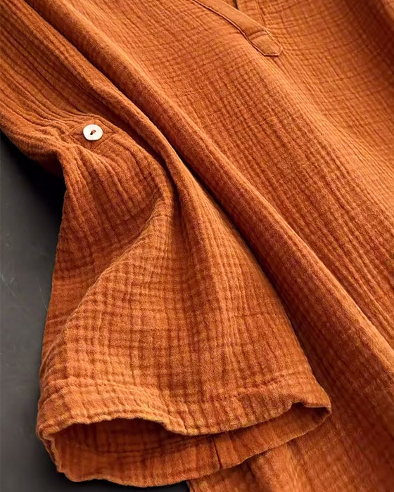 Kleid Langarm Einfarbig Einfacher Kragen