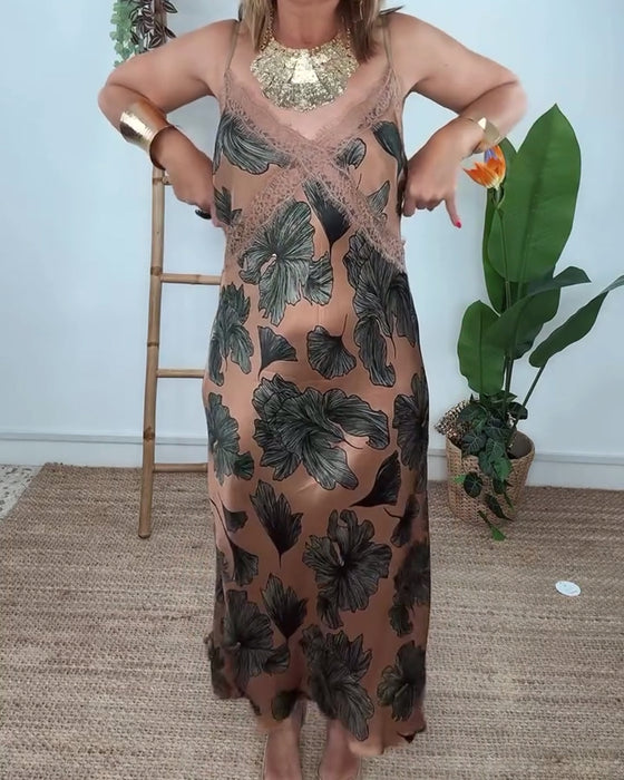 Kleid V-Ausschnitt Blumenspitze