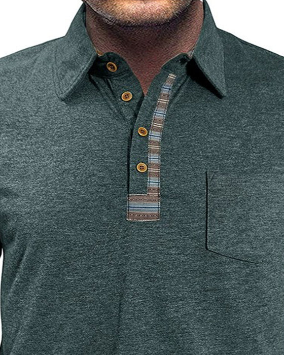 Bluse Herren Knopf Revers Polo