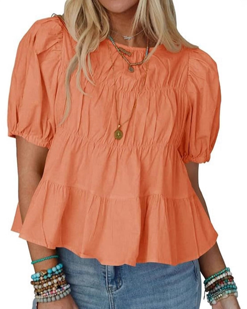 Bluse Puffärmel Loose Fit Rüschen