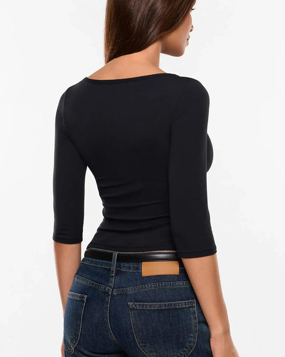 T-Shirt Stilvoll Ellenbogenlang Ärmel Slim Fit Basisschicht