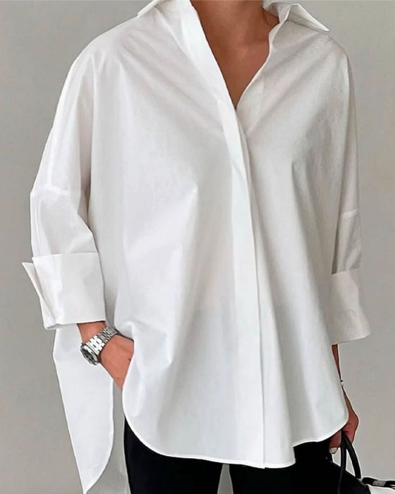 Bluse Drop-Schulter Locker Langarm