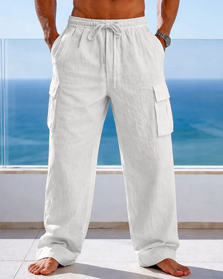 Herren Hose Kordelzug Einfarbig Weit Bein