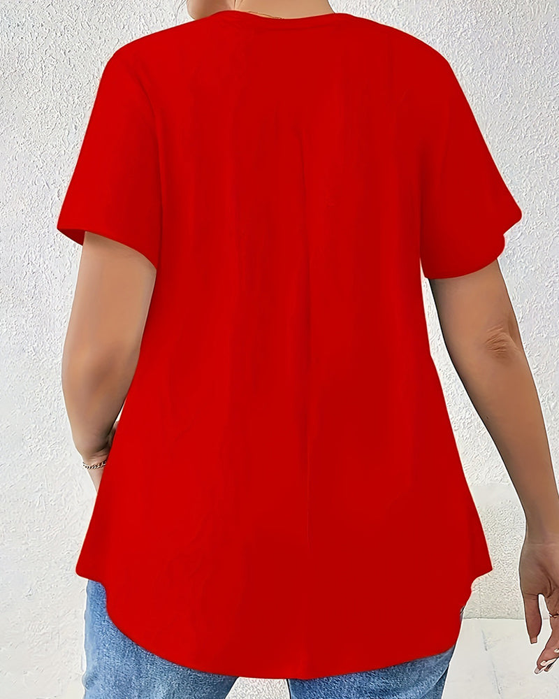 T-Shirt Einfarbig Kurzarm Überkreuzträger