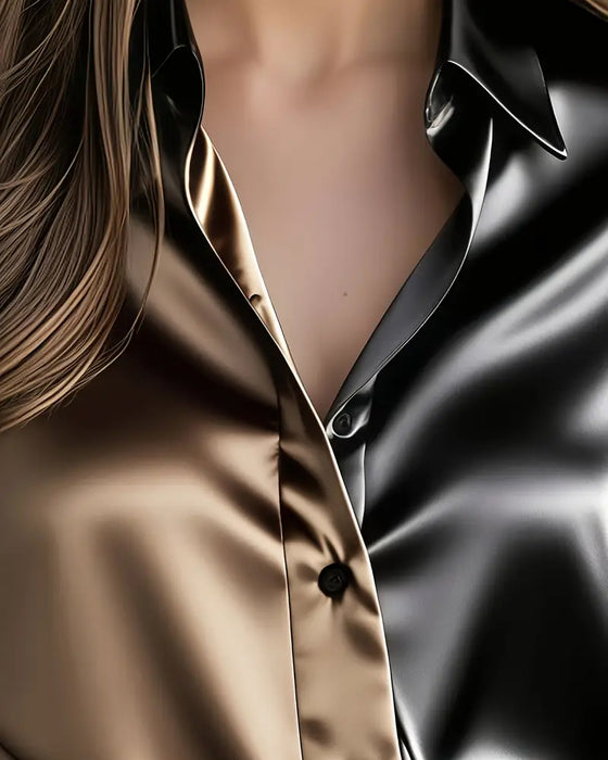 Hemd Modisch Business-Satin Colorblocking