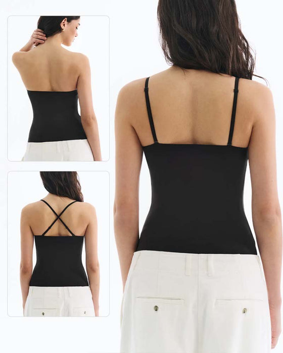 Cami Top Trägerlos Einfarbig Integrierter BH