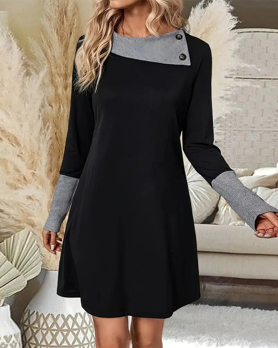 Kleid lässig schräger Halsausschnitt mit langen Ärmeln