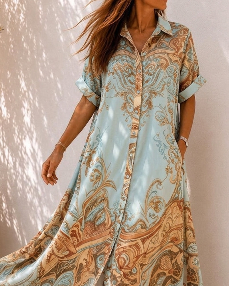 Kleid Hemdkragen Knopf Locker
