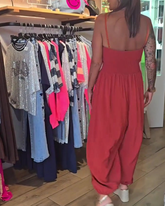 Jumpsuit Bandeau Spaghettiträger Weites Bein