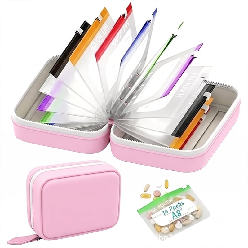 Premium wasserdichtes PU-Reise-Pillenbox-Set