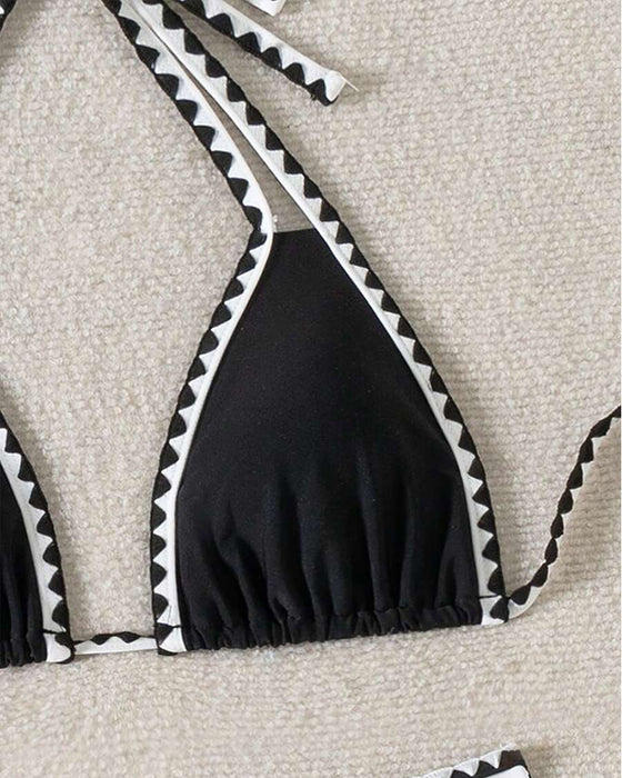 Bikini Sexy Kontrastfarbe Geteilt Dreieck