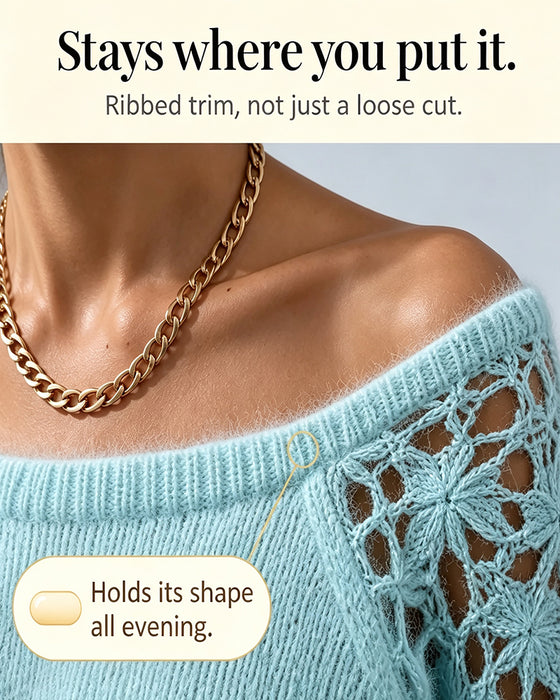 Pullover Med Utklipp Blonde Detalj Og Patchwork