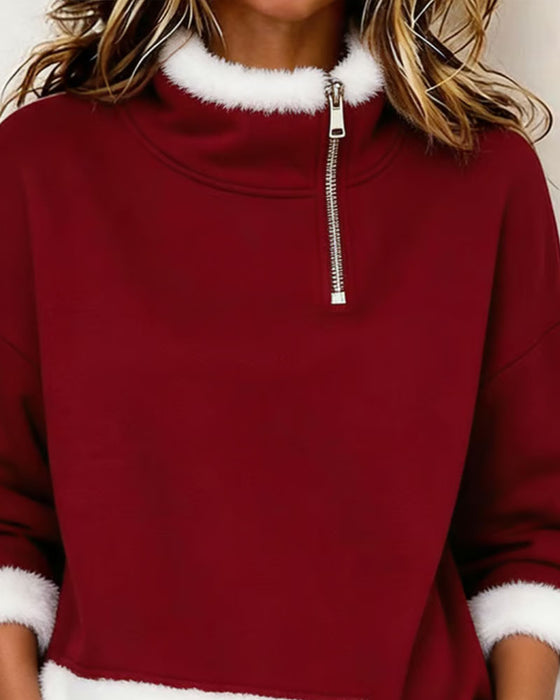 Sweatshirt Fleece Halber Reißverschluss