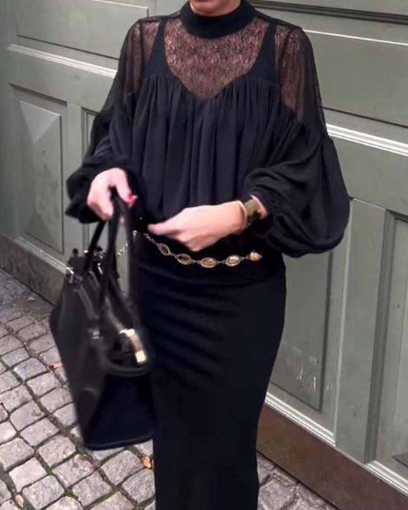 Bluse Mit Lockerer Passform, Fledermausärmel-Design Und Eleganter Stimmung