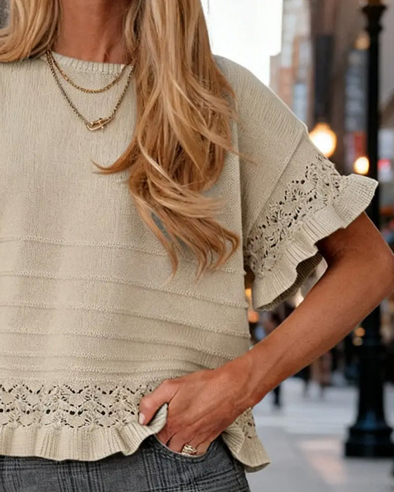 Pullover Hohler Ausschnitt Loose Fit Gestrickt
