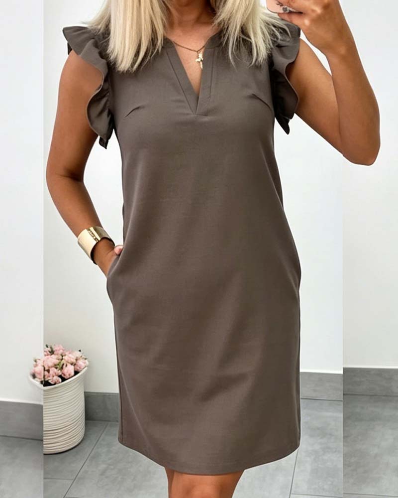 Kleid Flatterärmel Gerade