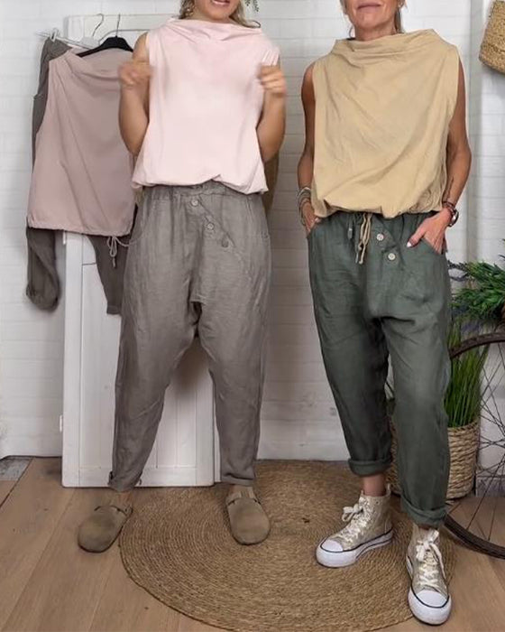 Harem Hosen Mit Vintage Und Tasche Merkmalen