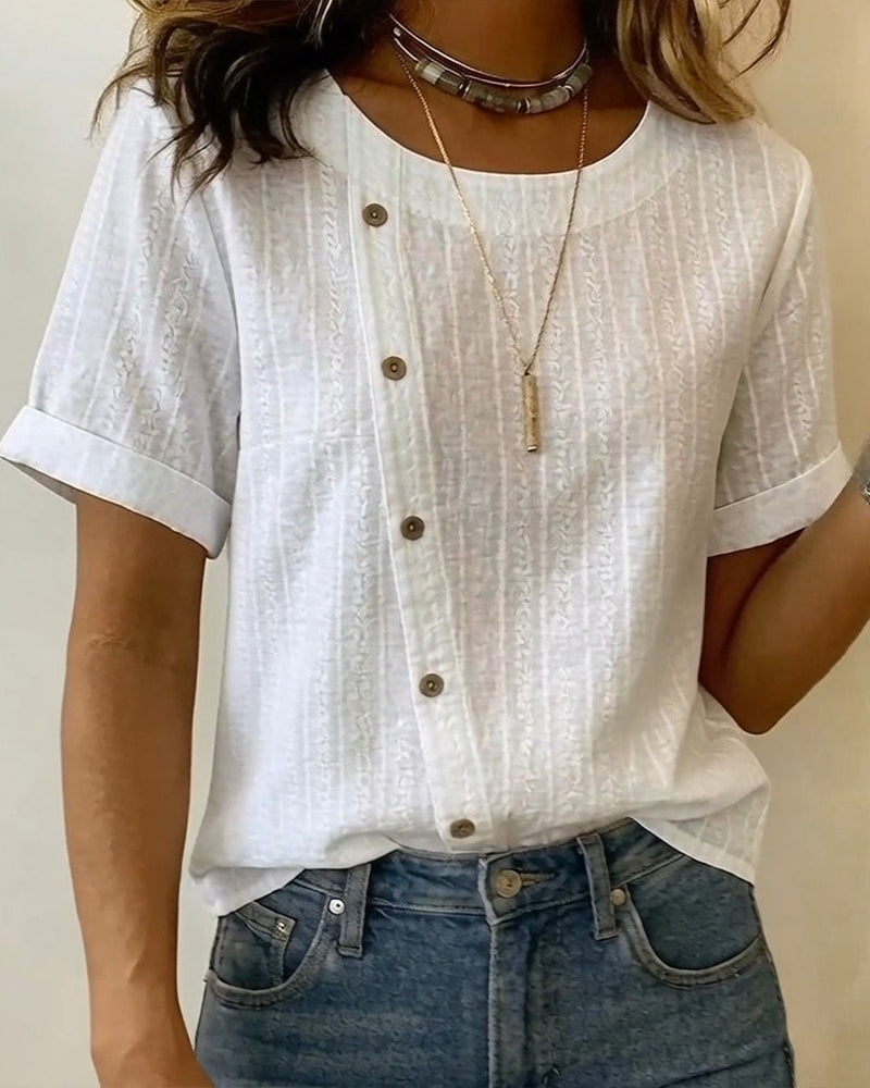 Bluse Diagonal Knopf Kurzarm