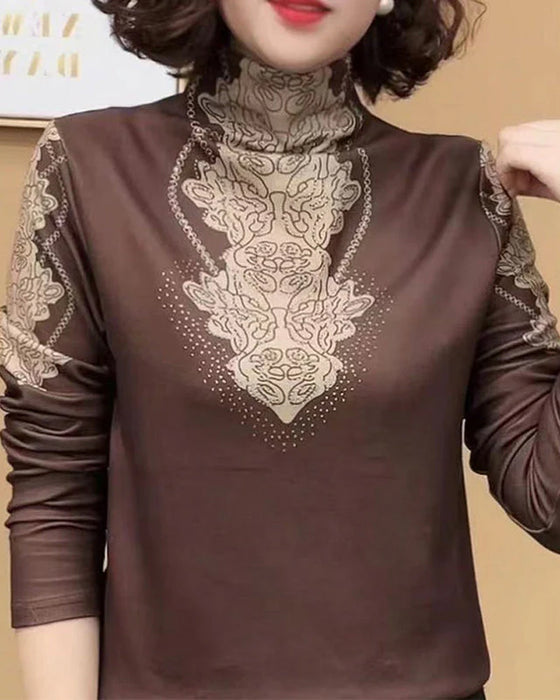 Top Elegant Gedruckt Figurbetont Damen Stehkragen