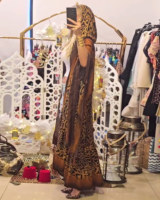 Mantel Batwing-Ärmel Leopardenmuster