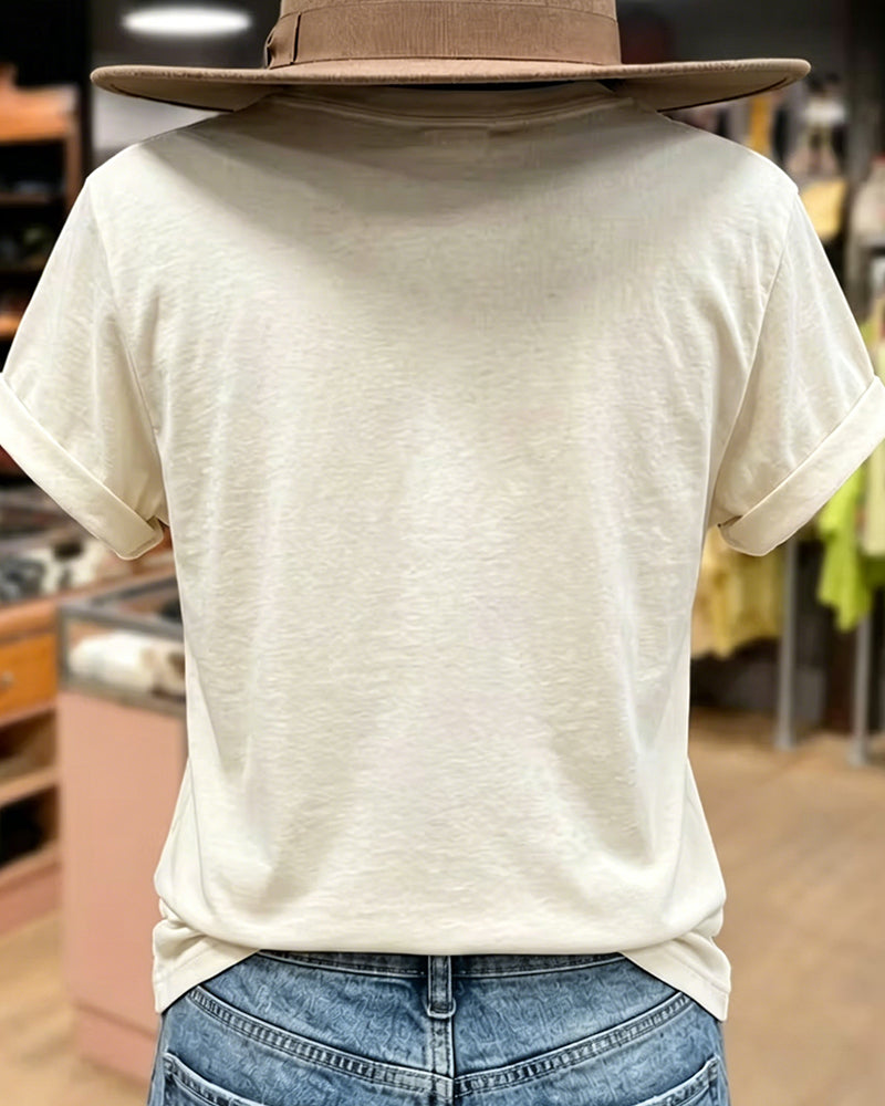 T-Shirt Mit Retroprint, Kurzen Ärmeln Und Lockerer Passform