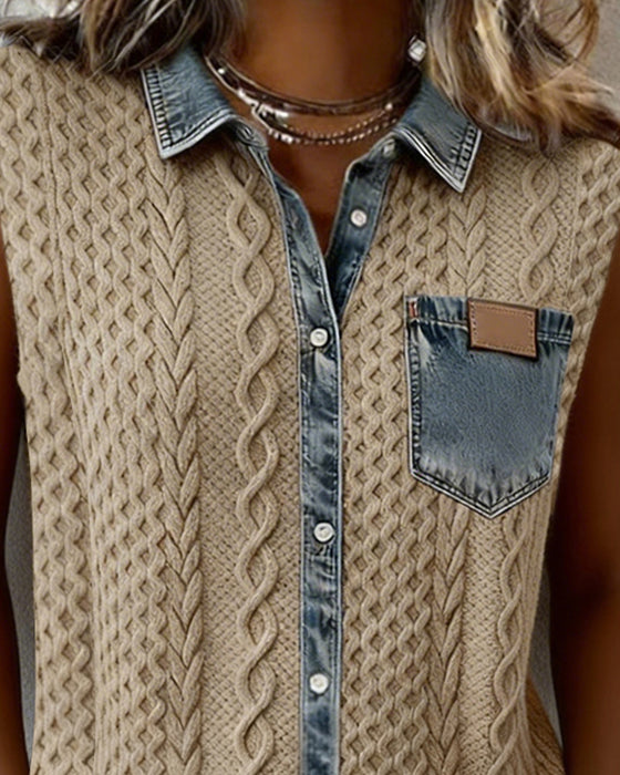 Top Patchwork Denim Mode