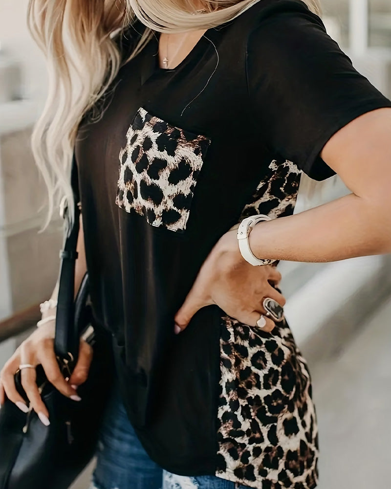 T-Shirt Leopardenmuster Kurzarm