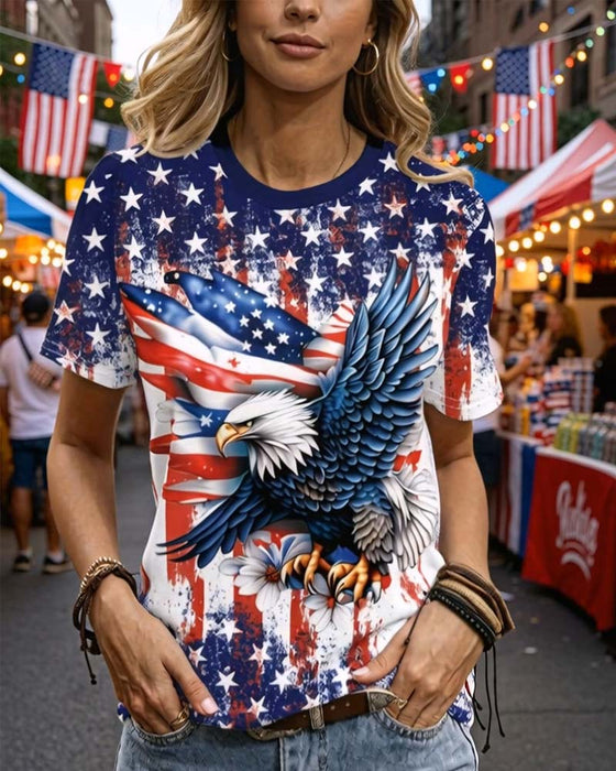 T-Shirt Sterne Und Streifen Adler Druck