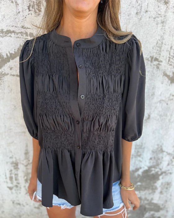 Bluse Casual Mode Kurzarm Einfarbig