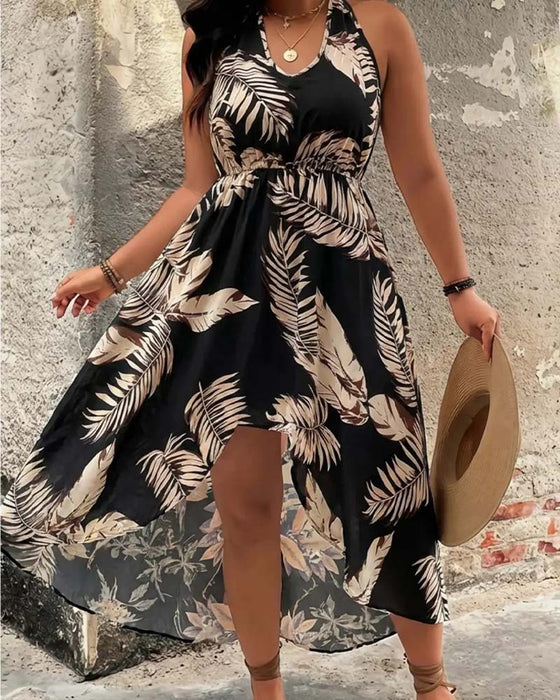 Set V-Ausschnitt Halter Ärmelloses Kleid + Shorts