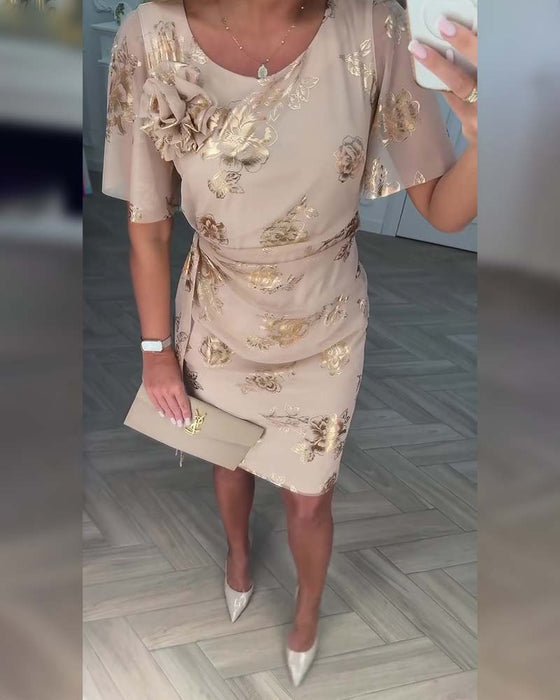 Kleid Bronzierend Taillenschonend Elegant