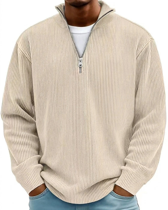 Herren Sweatshirt Reißverschluss Kragen Langer Ärmel