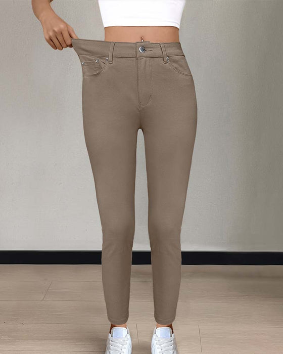 Hose Damen Tasche Einfarbig Skinny Lässig