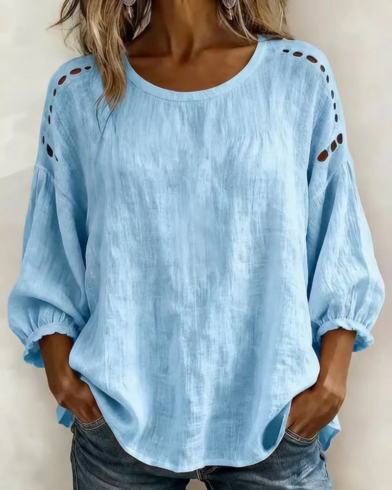 Bluse Durchbrochen 100% Baumwolle