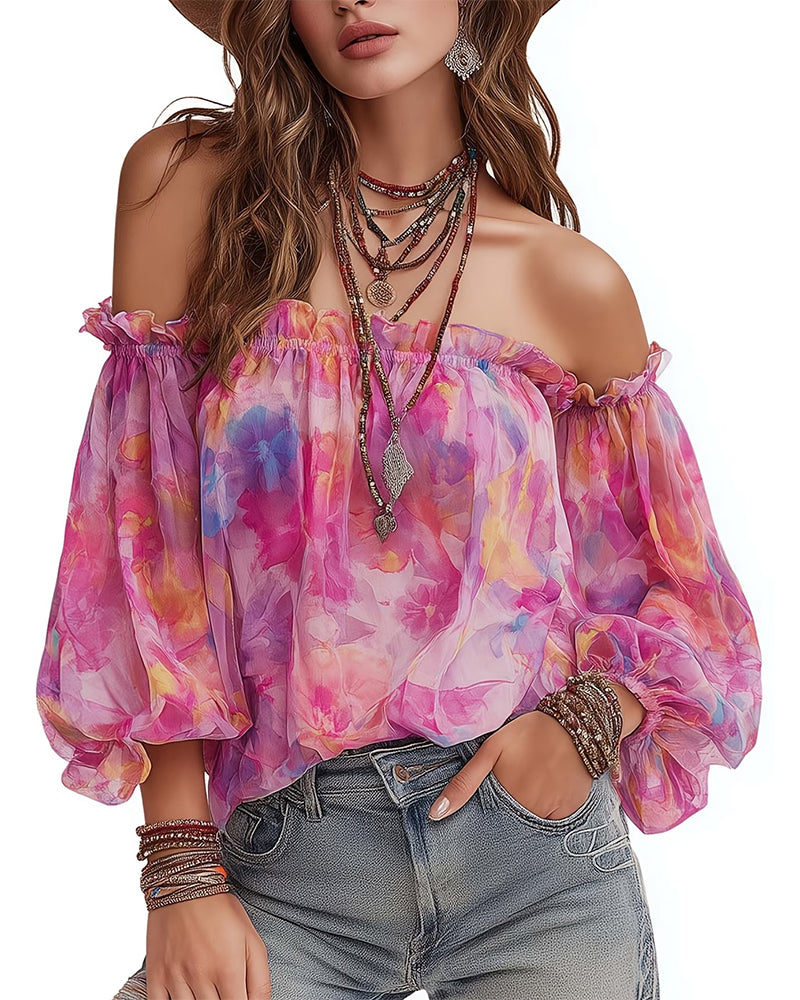 Bluse Off-Shoulder Ombre Lässig