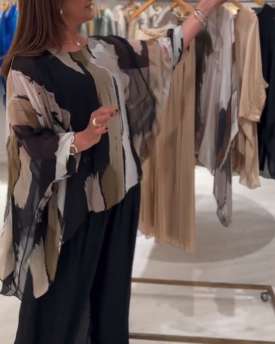 Bluse Rundhalsausschnitt Bedruckt Vintage
