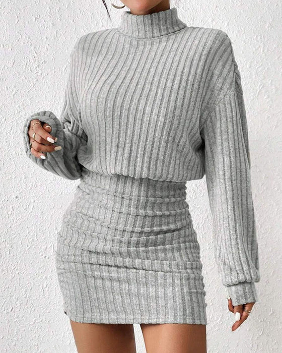 Bodycon-Kleid Mit Rippstrick Und Rollkragen