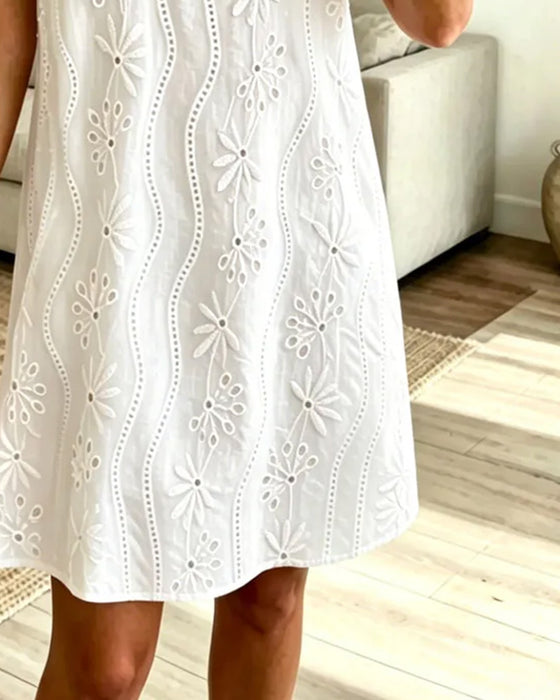 Kleid Rundhals Ärmellos Lässig