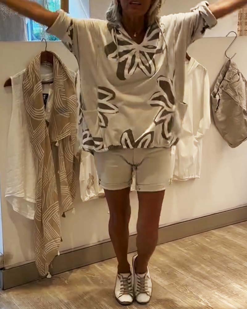 Kapuzenpullover modisch langärmlig bedruckt