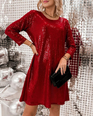 Kleid Einfarbig Lässig Langarm