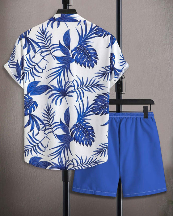 Sets Revers Palmblatt Print Kurzarm