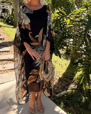 Kleid Rundhals Blumen Tüll