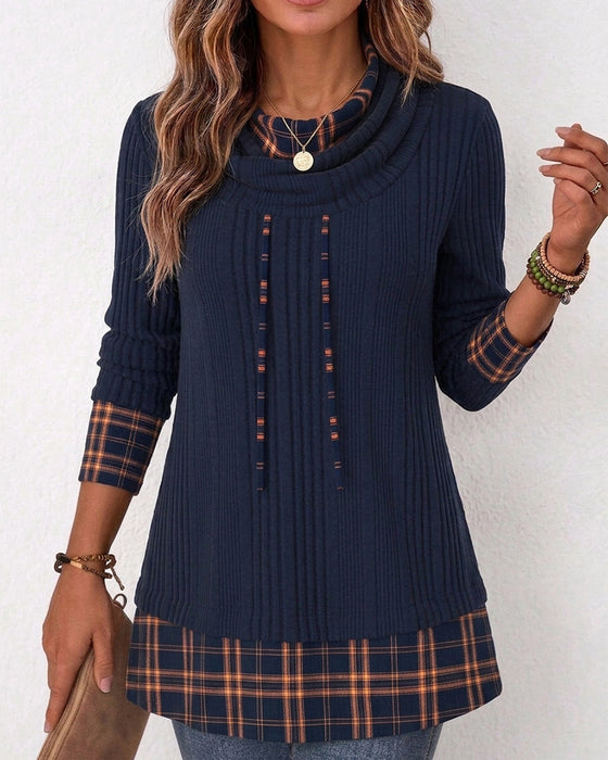 Top Cowl‑Ausschnitt Langarm